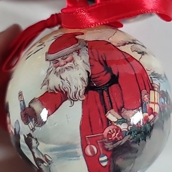 1995 VNT 12 Antique Santas Set of 12 bulb Christmas Tree Paper Ornaments w/ Box - Picture 14 of 15